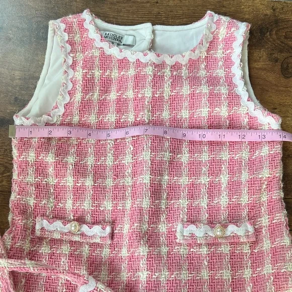 Badgley Mischka Pink and Cream Textured Girl’s Dress w/ Matching Purse Size 8 - Picture 4 of 14